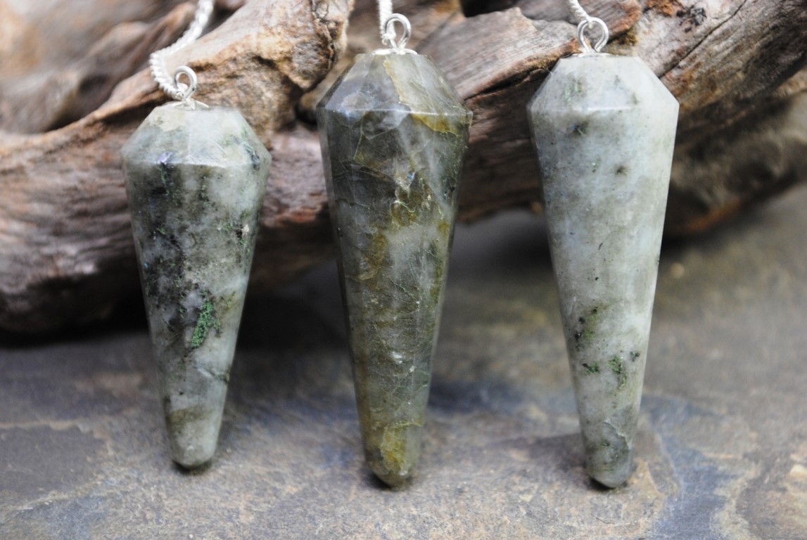 LABRADORITE CRYSTAL PENDULUMS From Brazil 4402